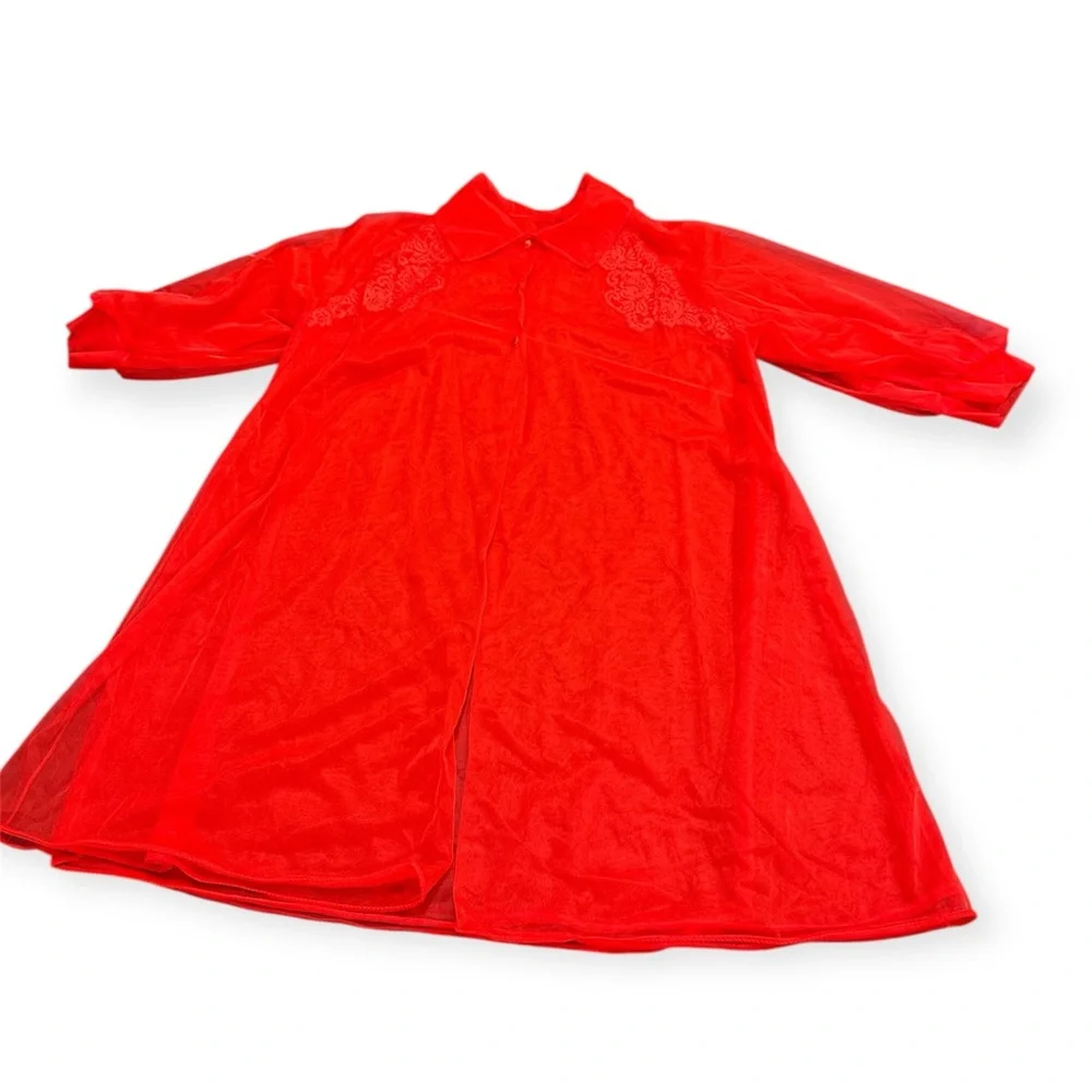 Vintage Red Peignoir Lingerie Robe Large size (see measurements)